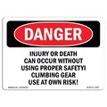 Signmission OSHA Danger, Injury Or Death Can Occur W/O Using, 18in X 12in Aluminum, 12" W, 18" L, Landscape OS-DS-A-1218-L-2108